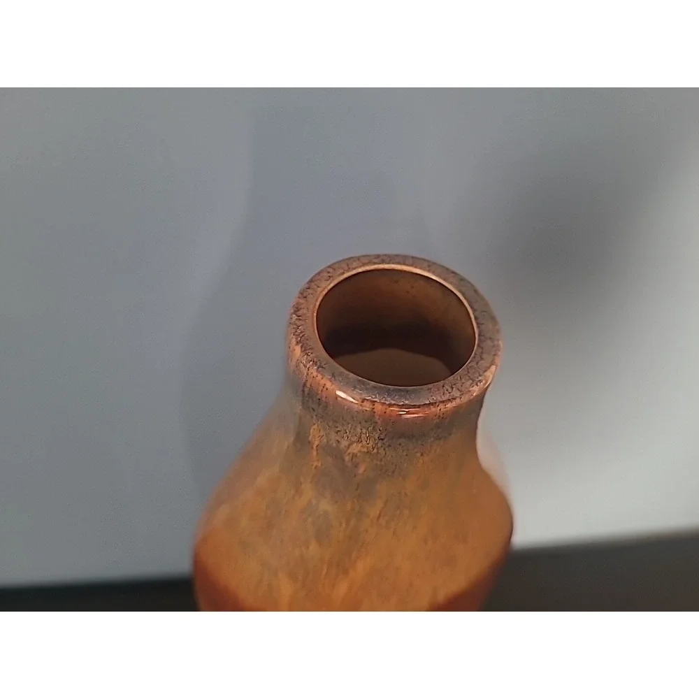 Vintage Lava Red Golden Brown Vase‎ Ceramic Vibrant 12